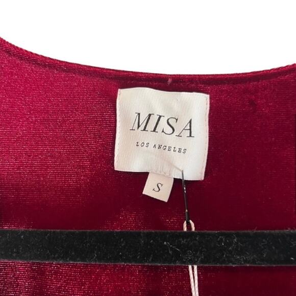 Misa Los Angeles Ari Velvet Bodysuit In Ruby Size S - Picture 4 of 11